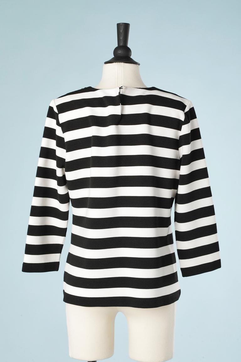 Women's Black and white top with stripes and rhinestone neckless Karl Lagerfeld Paris 