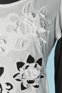 Black and white " trompe l'oeil" cotton tee-shirt with appliqué M+ F GIRBAUD