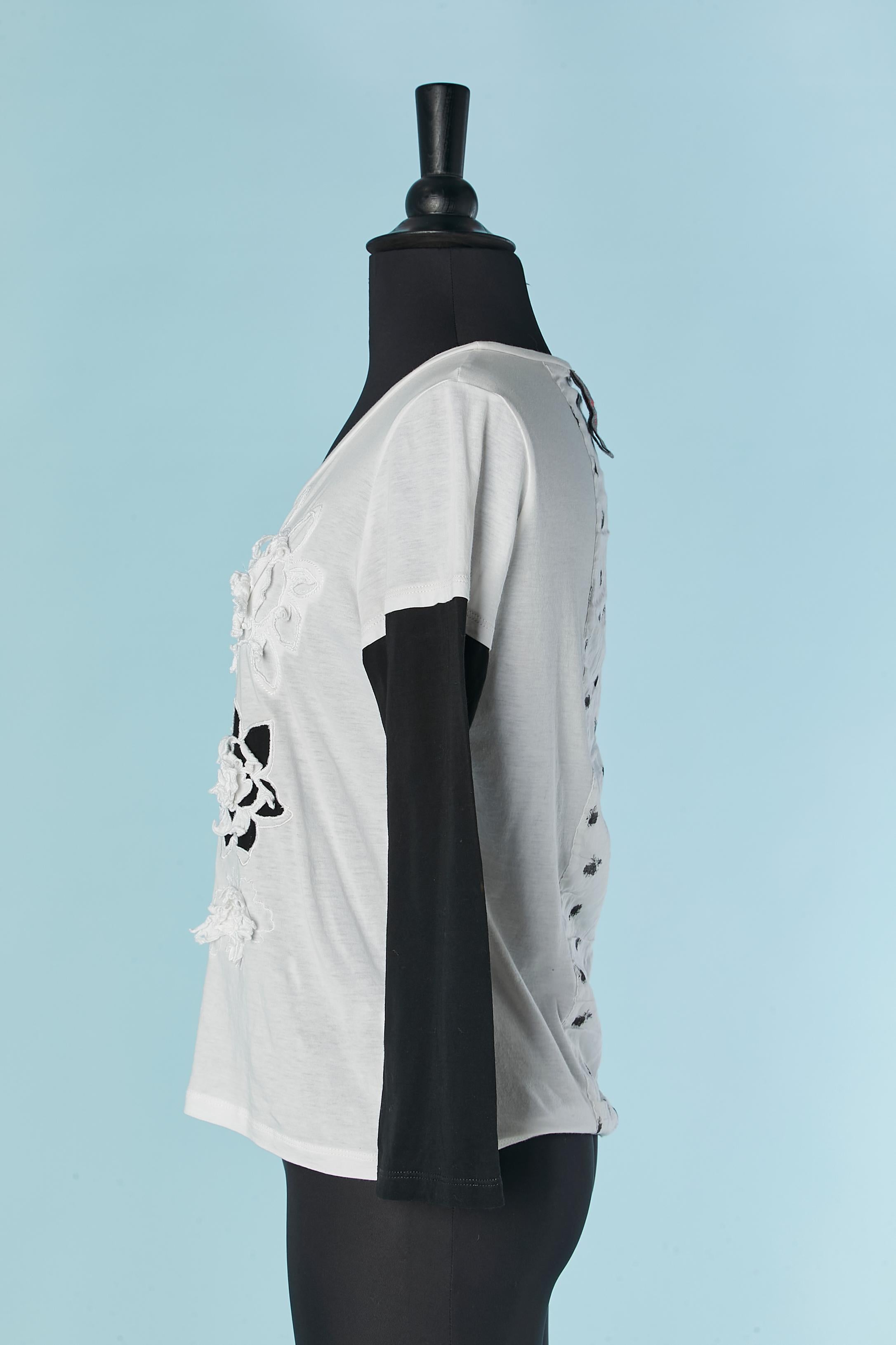 Camiseta de algodón blanco y negro 