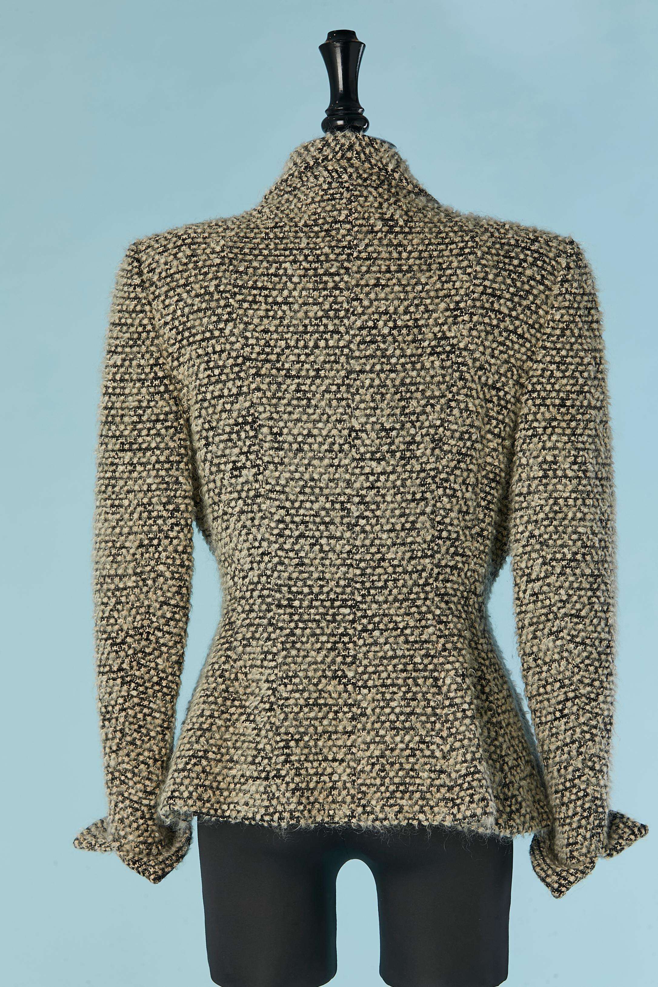 Black and white Tweed bouclette single breasted jacket Lilli Ann For Sale 1