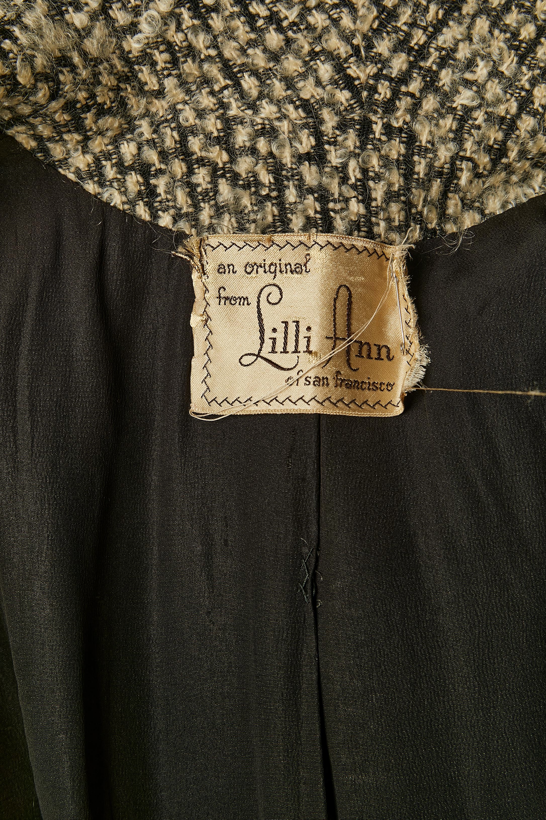 Black and white Tweed bouclette single breasted jacket Lilli Ann For Sale 2