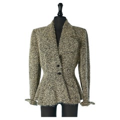Black and white Tweed bouclette single breasted jacket Lilli Ann 