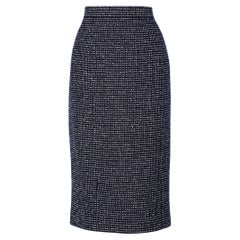 Gonna a tubino in tweed bianco e nero Chanel Boutique