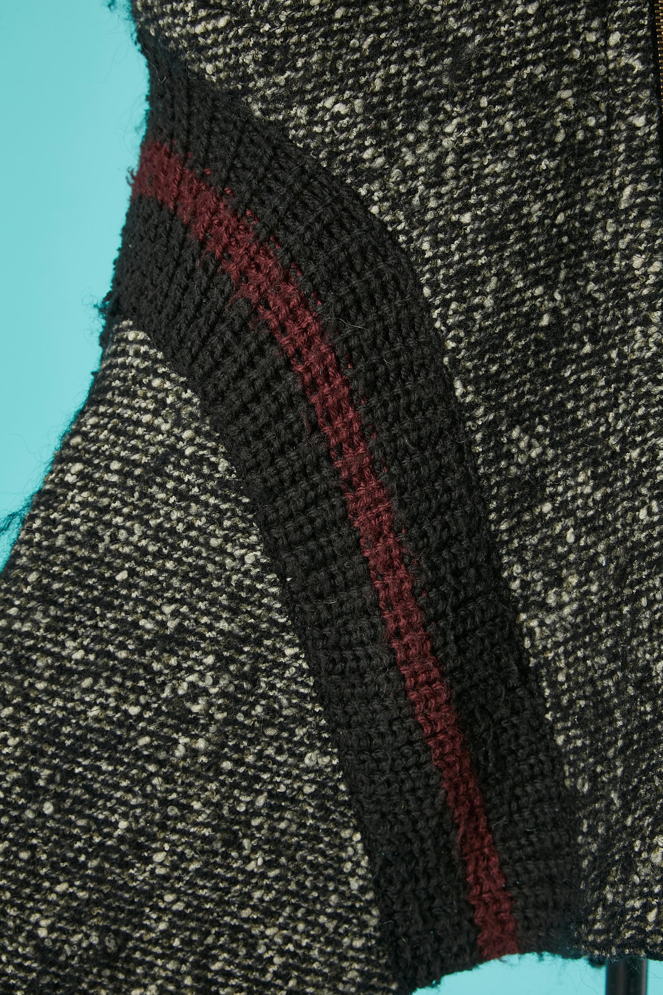 Black and white tweed short sleeves long jacket Jean-Paul Gaultier Femme In Excellent Condition For Sale In Saint-Ouen-Sur-Seine, FR