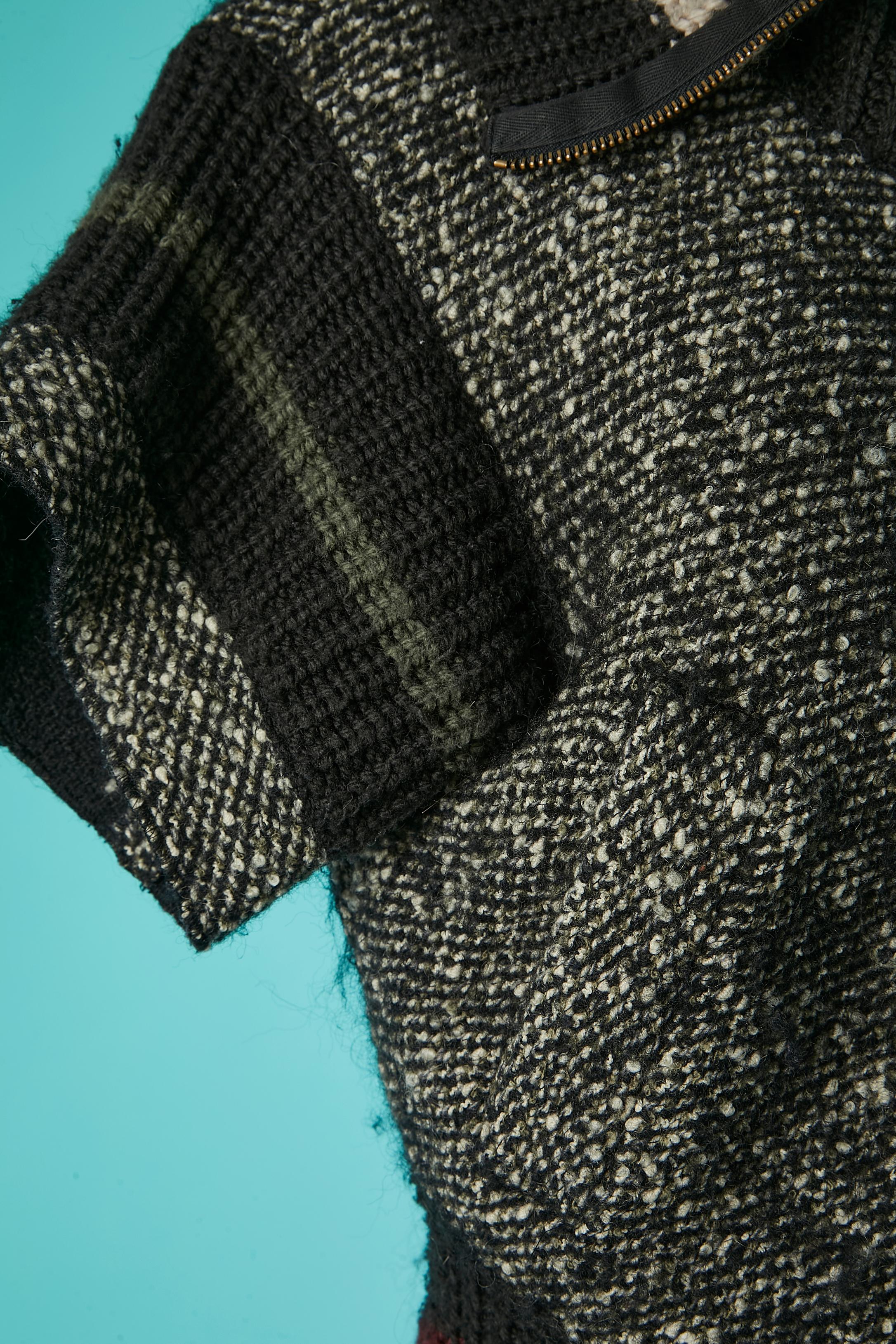 Women's Black and white tweed short sleeves long jacket Jean-Paul Gaultier Femme For Sale