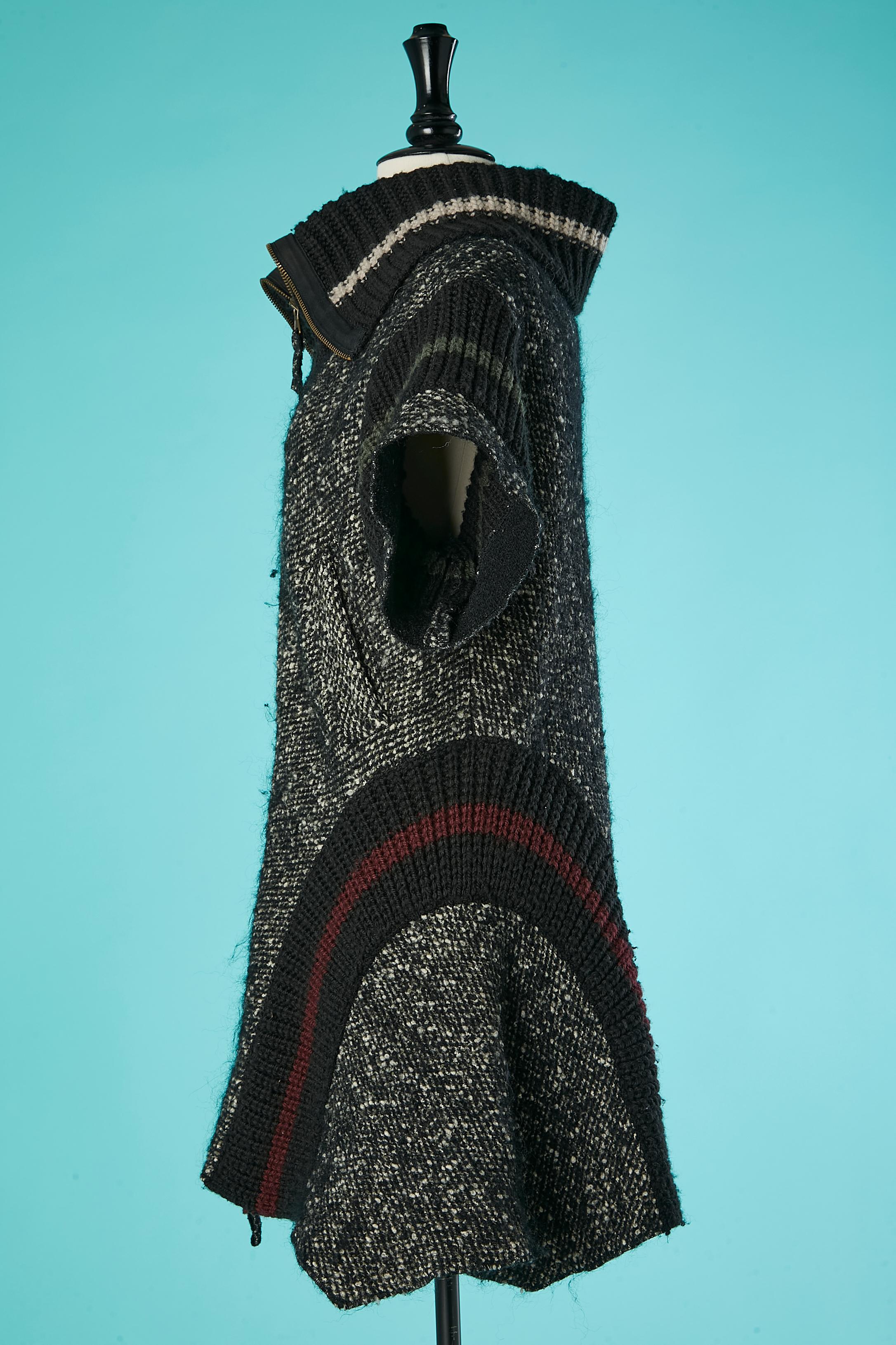 Black and white tweed short sleeves long jacket Jean-Paul Gaultier Femme For Sale 1