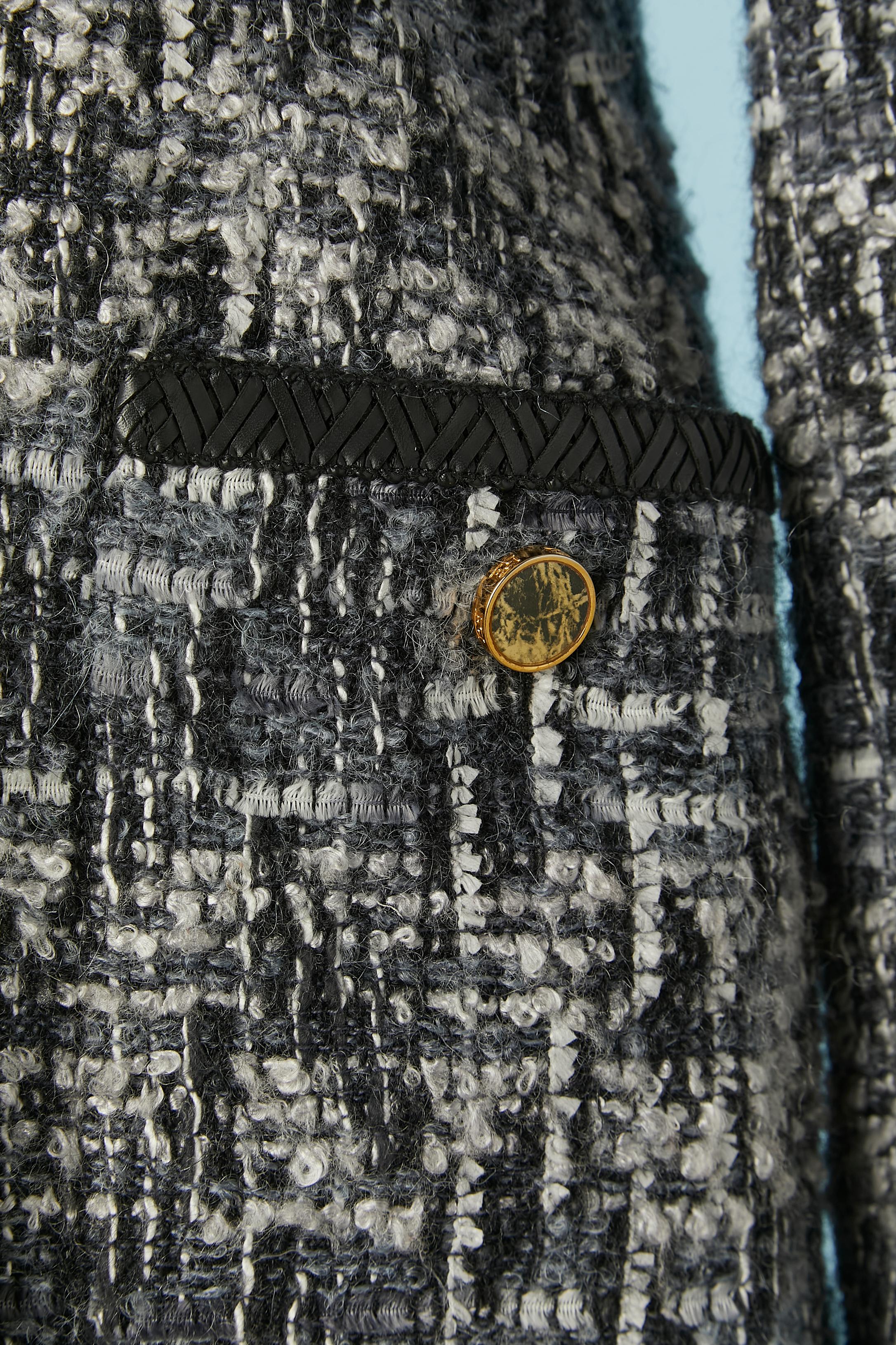 Black and white Tweed single-breasted jacket Escada by Margaretha Ley In Excellent Condition For Sale In Saint-Ouen-Sur-Seine, FR