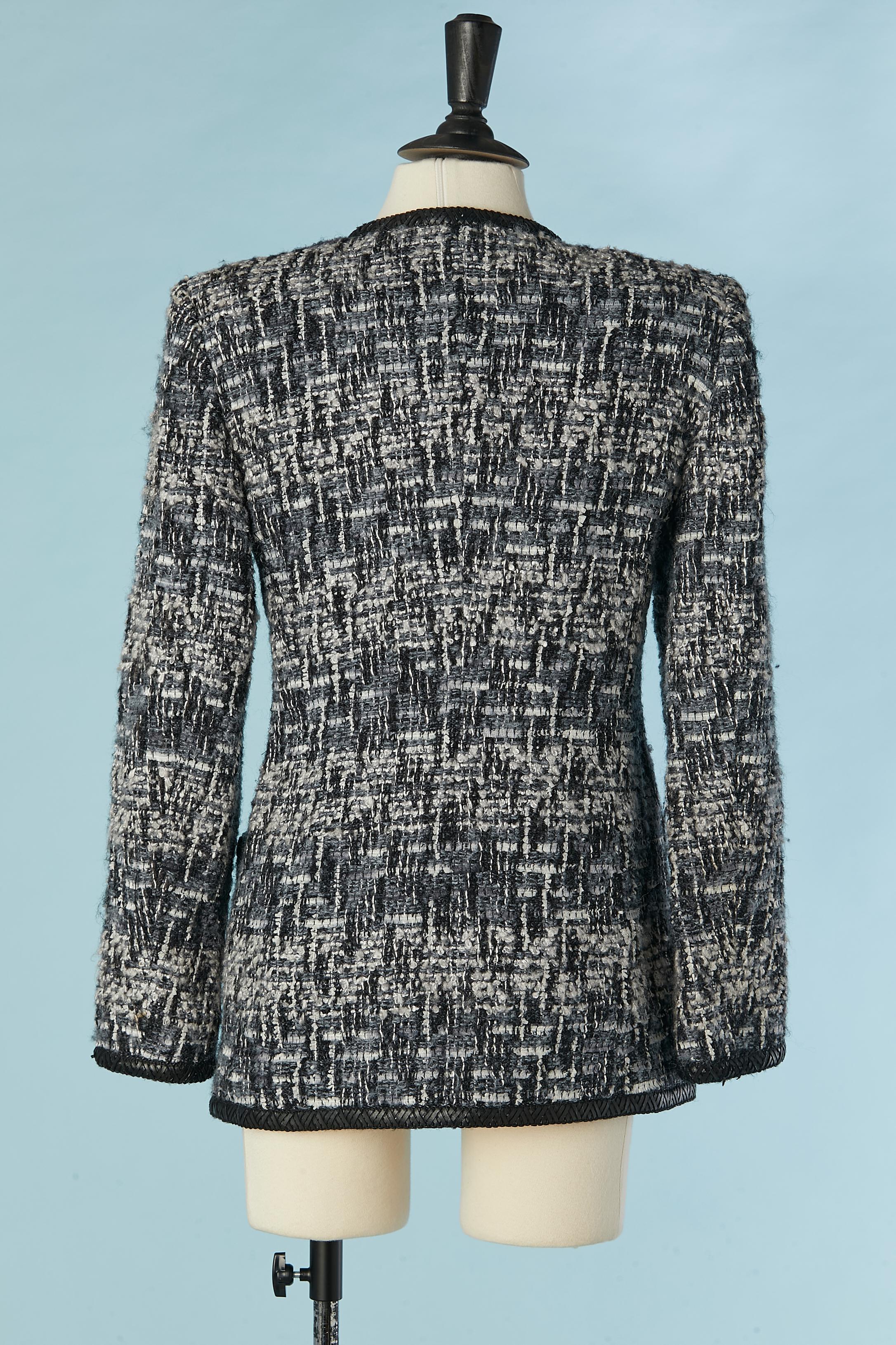 Black and white Tweed single-breasted jacket Escada by Margaretha Ley For Sale 2