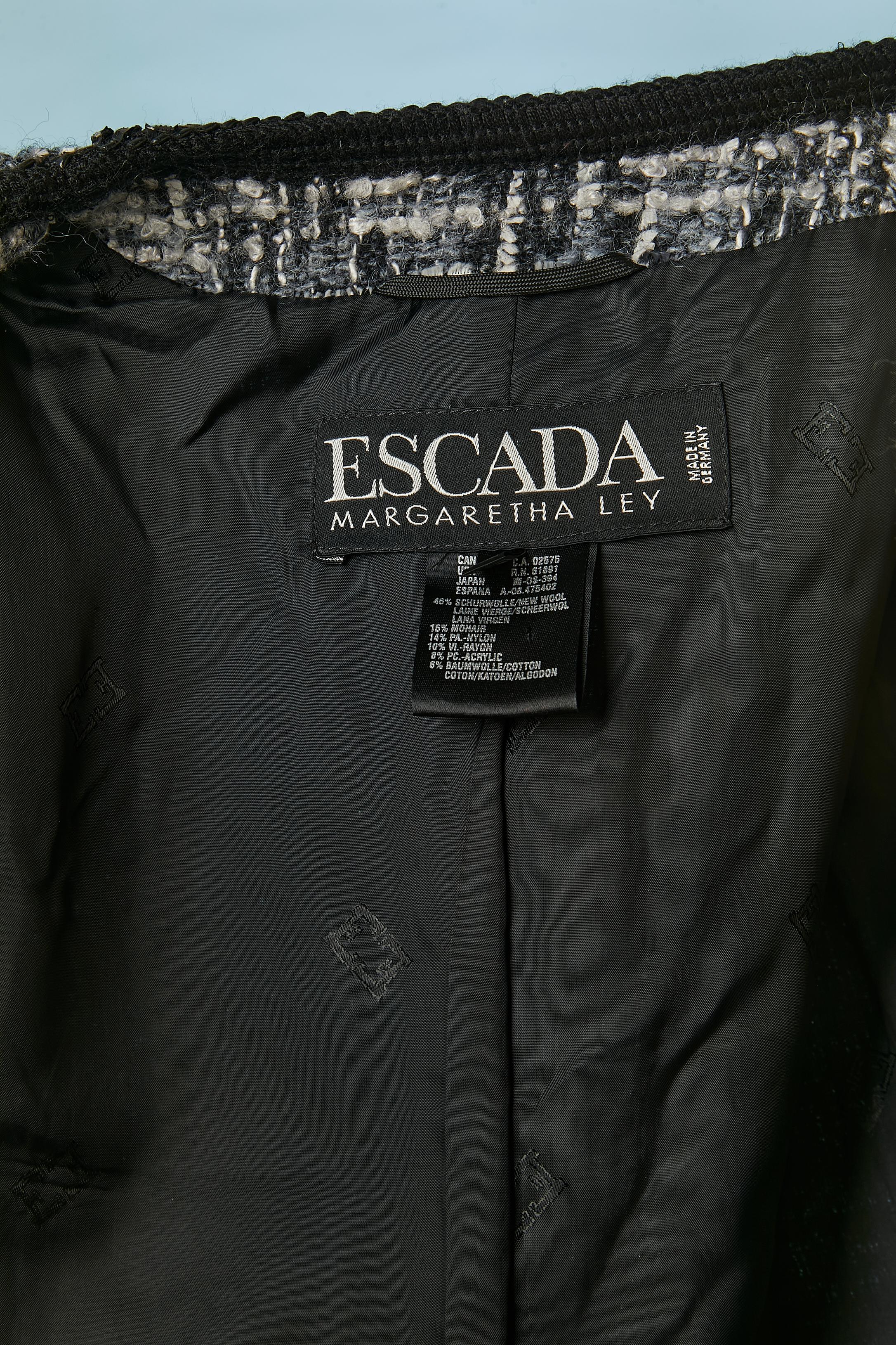 Black and white Tweed single-breasted jacket Escada by Margaretha Ley For Sale 3