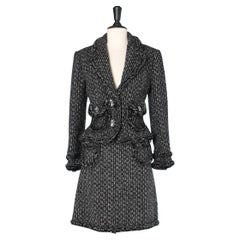 Used Black and white tweed skirt-suit with decorative buttons Anna Molinari 