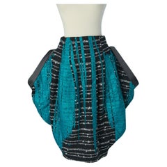 Black and white Tweed skirt with blue coated print on KENZO