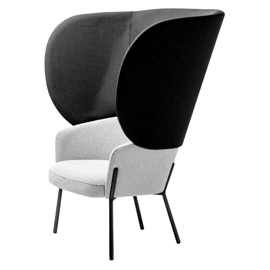 In stock in Los Angeles, Black & White Upholstered Bergère Chair by Marco Zito