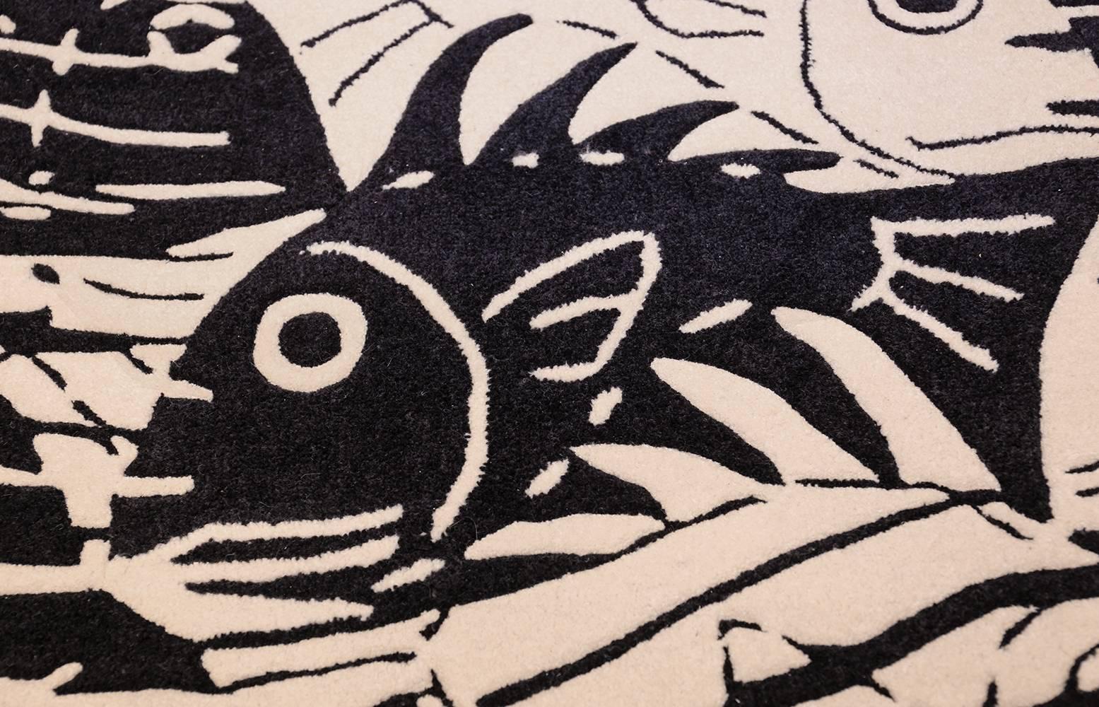 black and white vintage rug