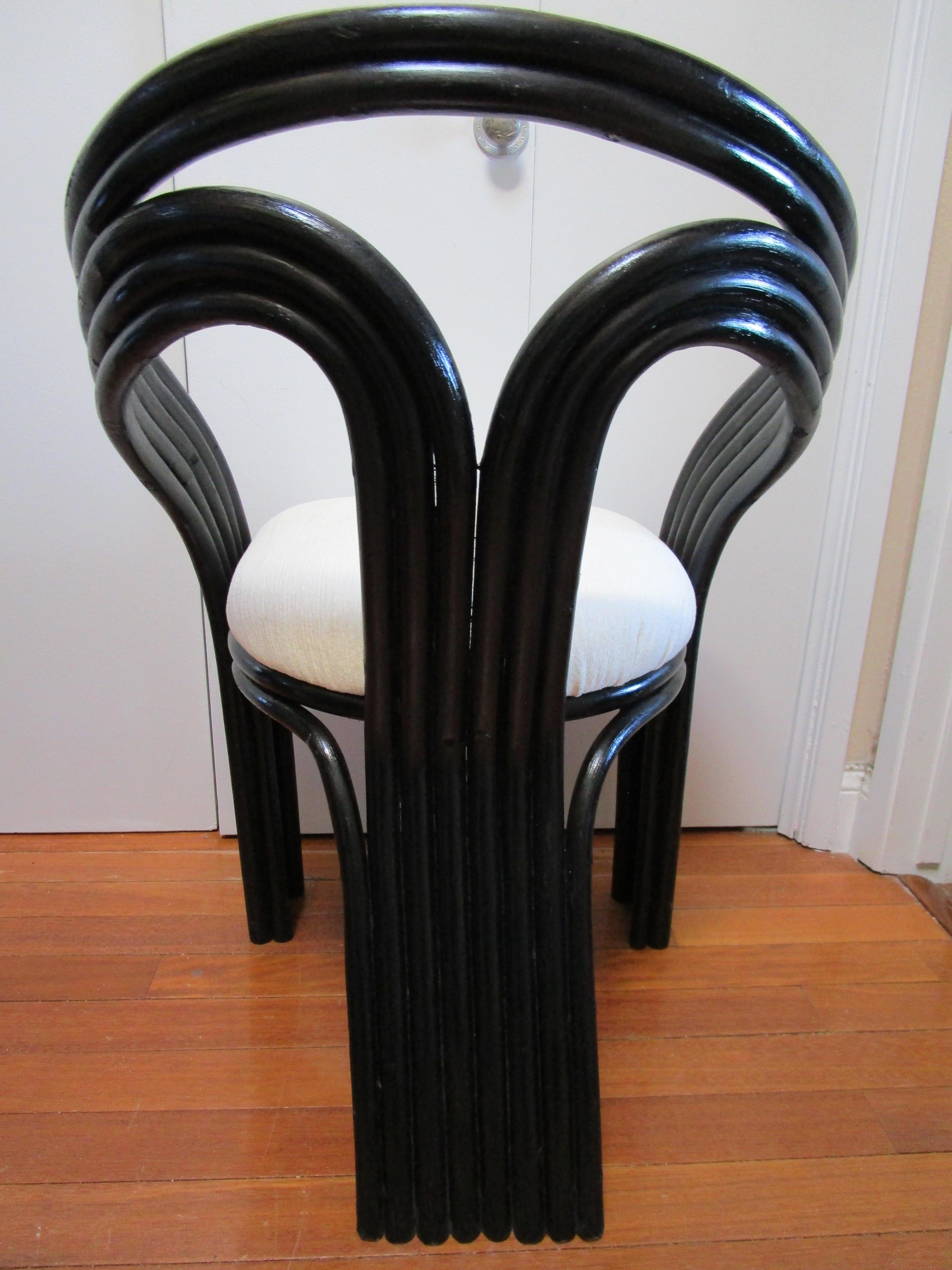 Black and White Vintage Mid-Century Bentwood Lounge Chair Reimagined In Good Condition For Sale In Lomita, CA