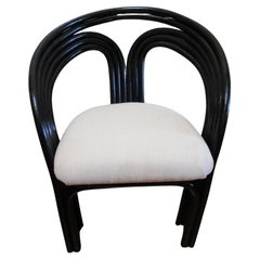 Chaise longue en bois vintage du milieu du siècle, noire et blanche, réimaginée