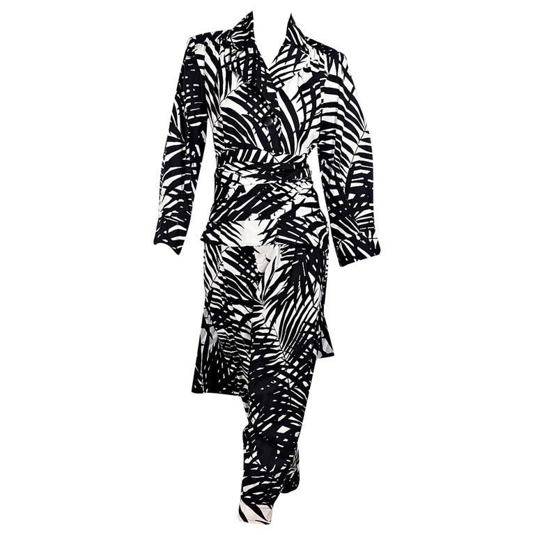Black And White Vintage Saint Laurent Rive Gauche Printed Suit Set For ...