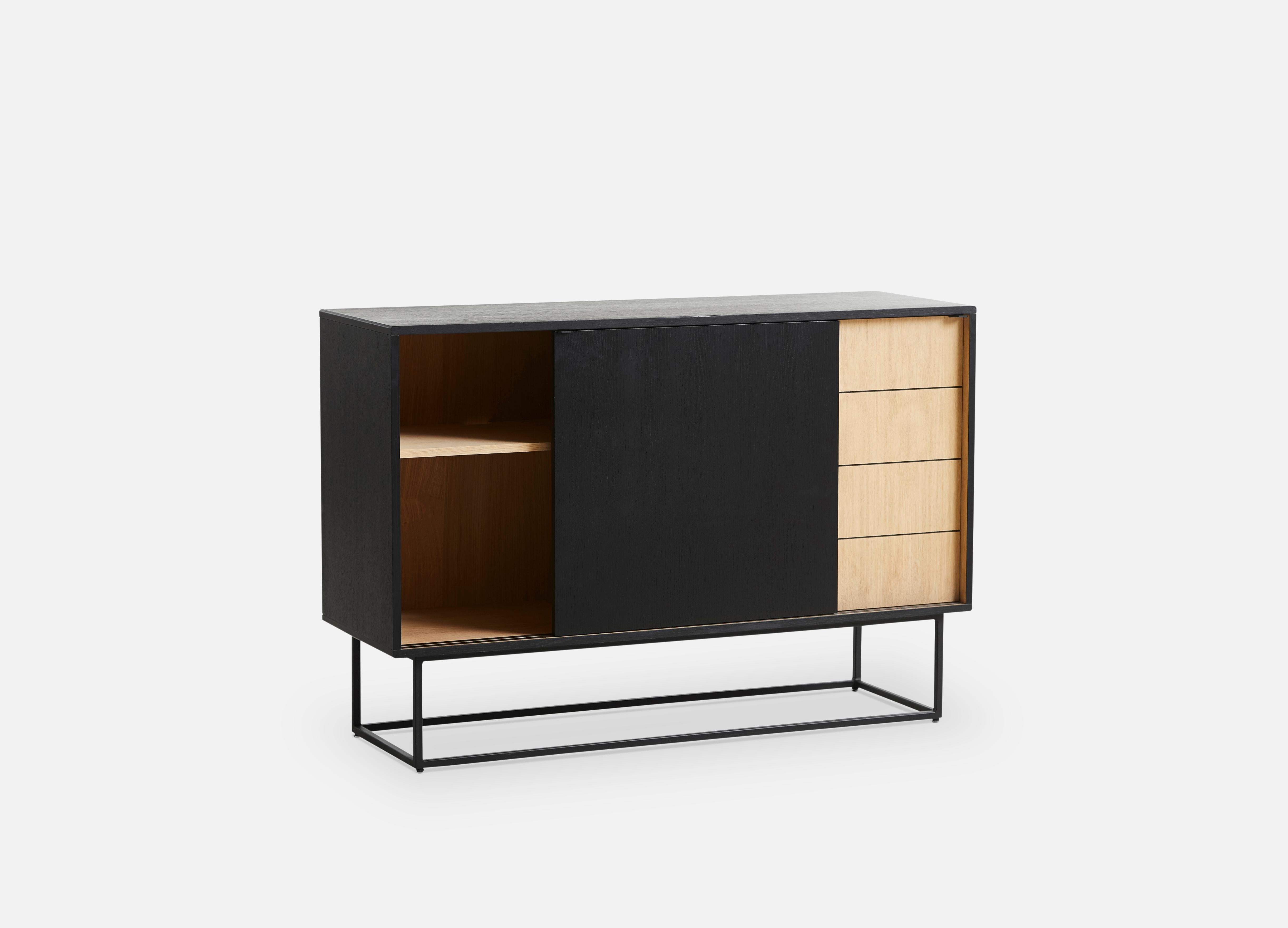 Post-Modern Black and White Virka High Sideboard by Ropke Design and Moaak For Sale