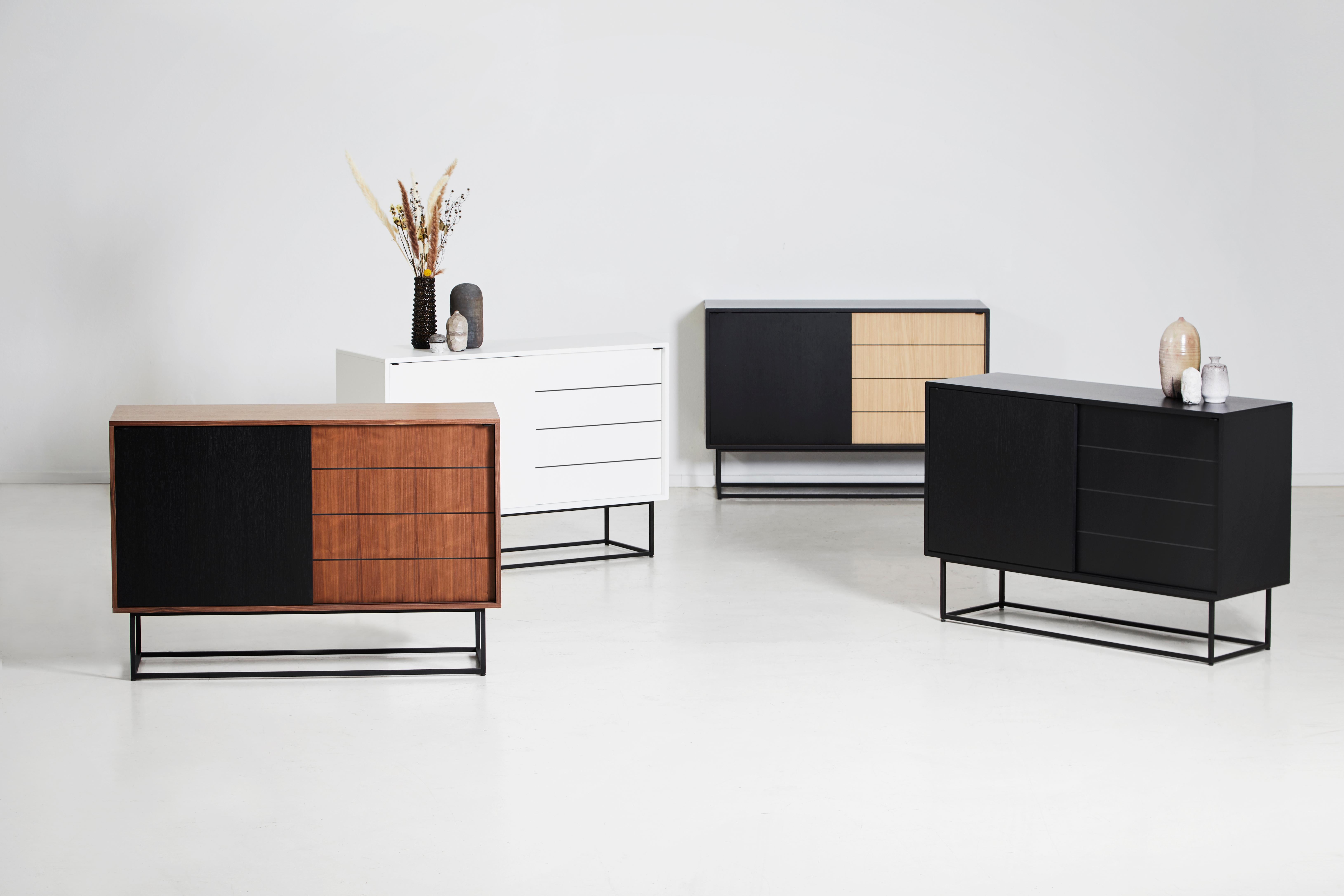 Contemporary Black and White Virka High Sideboard by Ropke Design and Moaak For Sale