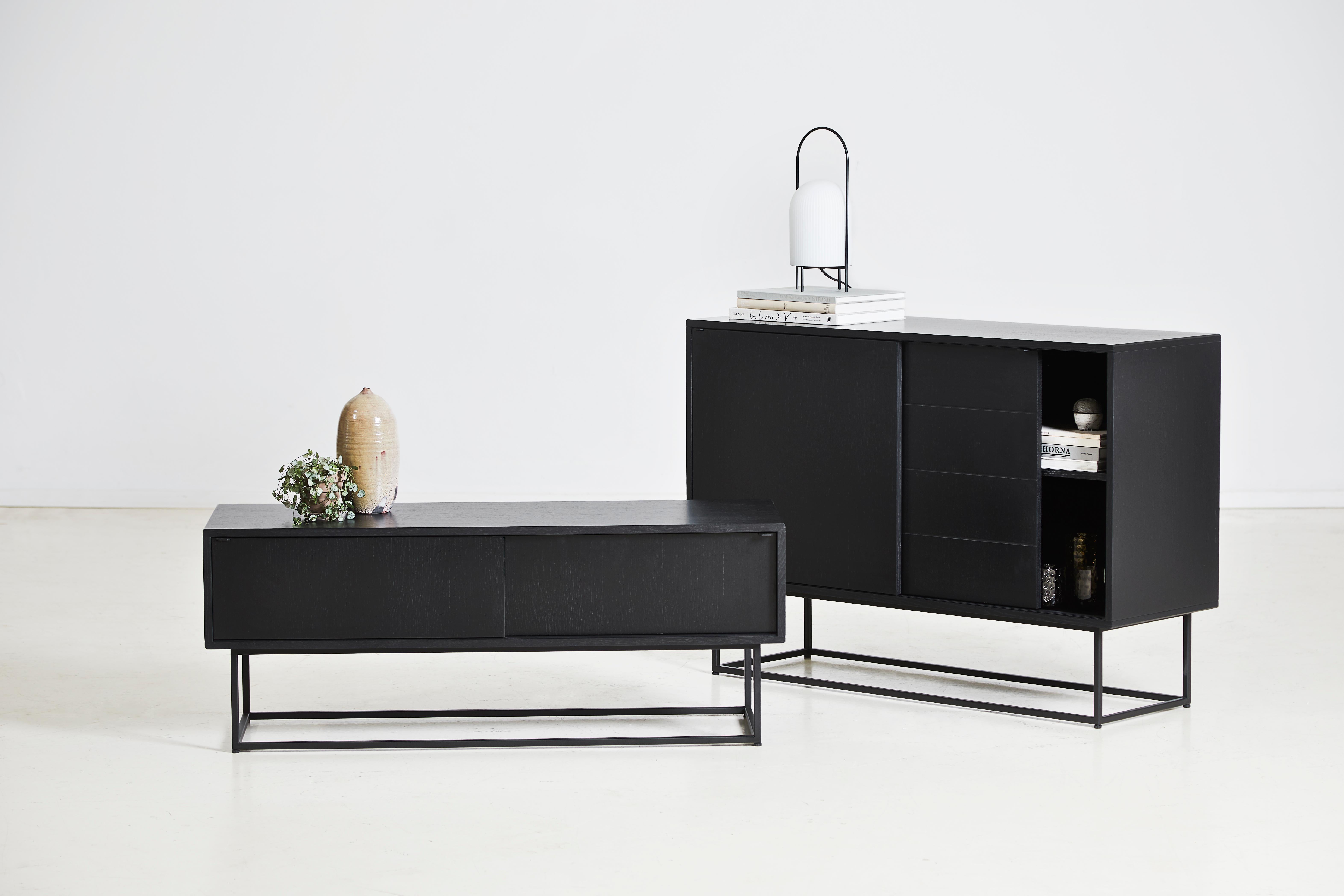 Black and White Virka Low Sideboard by Ropke Design and Moaak In New Condition For Sale In Geneve, CH