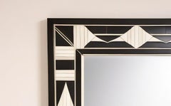 Black and White Wall Mirror Inspired by Art Deco, Handcrafted by Artisanal