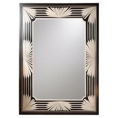 Miroir mural noir et blanc inspiré de l'Art Deco, fabriqué à la main par Artisanal