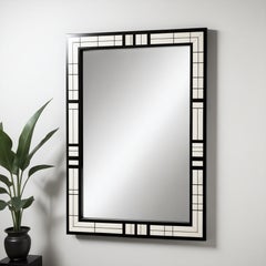 Miroir noir et blanc inspiré de De Stijl, fabriqué à la main par Artisanal