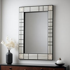 Miroir noir et blanc inspiré de De Stijl, fabriqué à la main par Artisanal