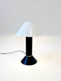 Lampe de bureau en noir et blanc avec détails en laiton de Ron Rezek