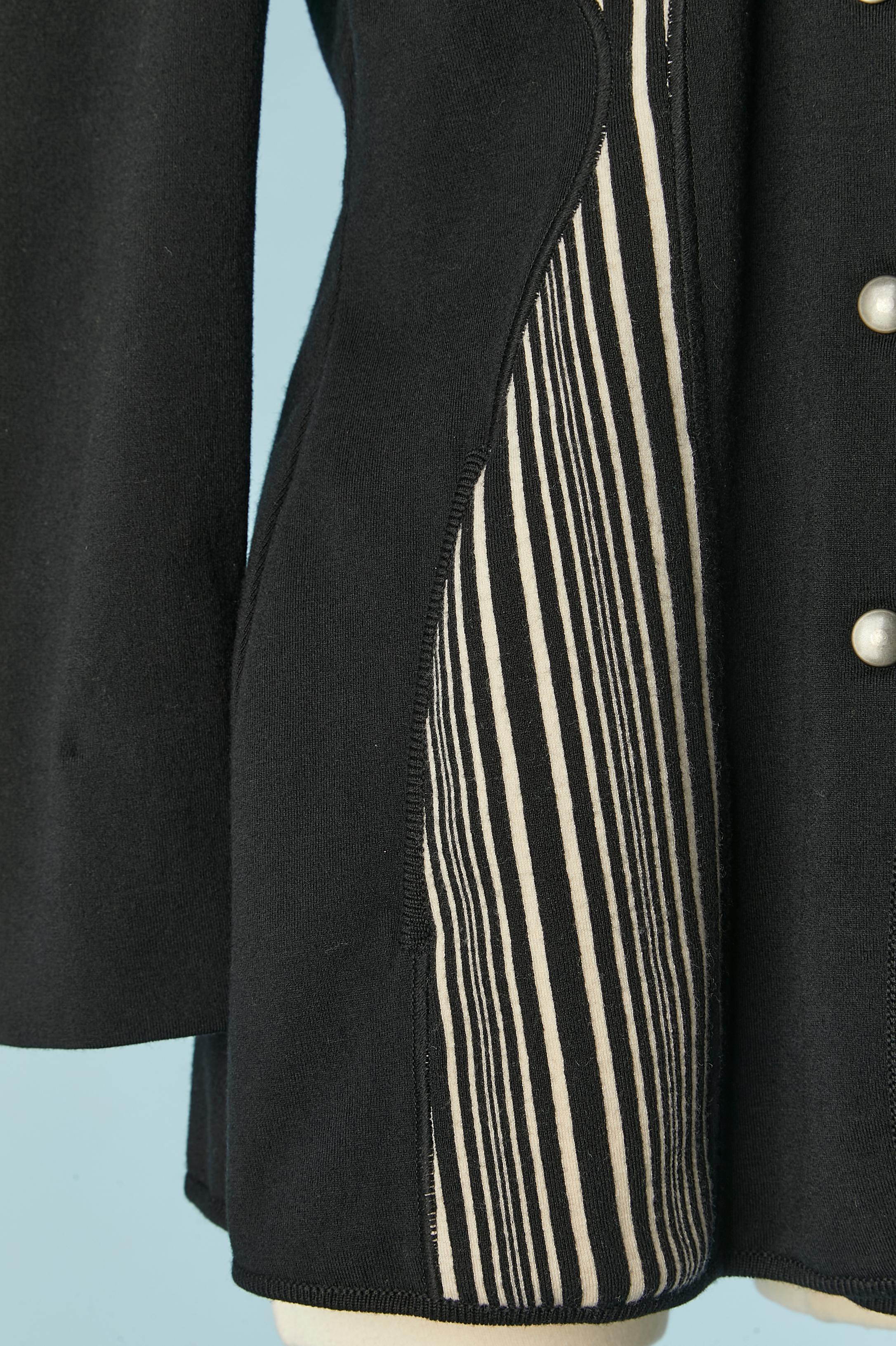 Veste croisée en jersey de laine noir et blanc Thierry Mugler Pour femmes en vente