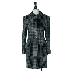 Black and white wool skirt suit with check pattern VERSACE JEANS COUTURE