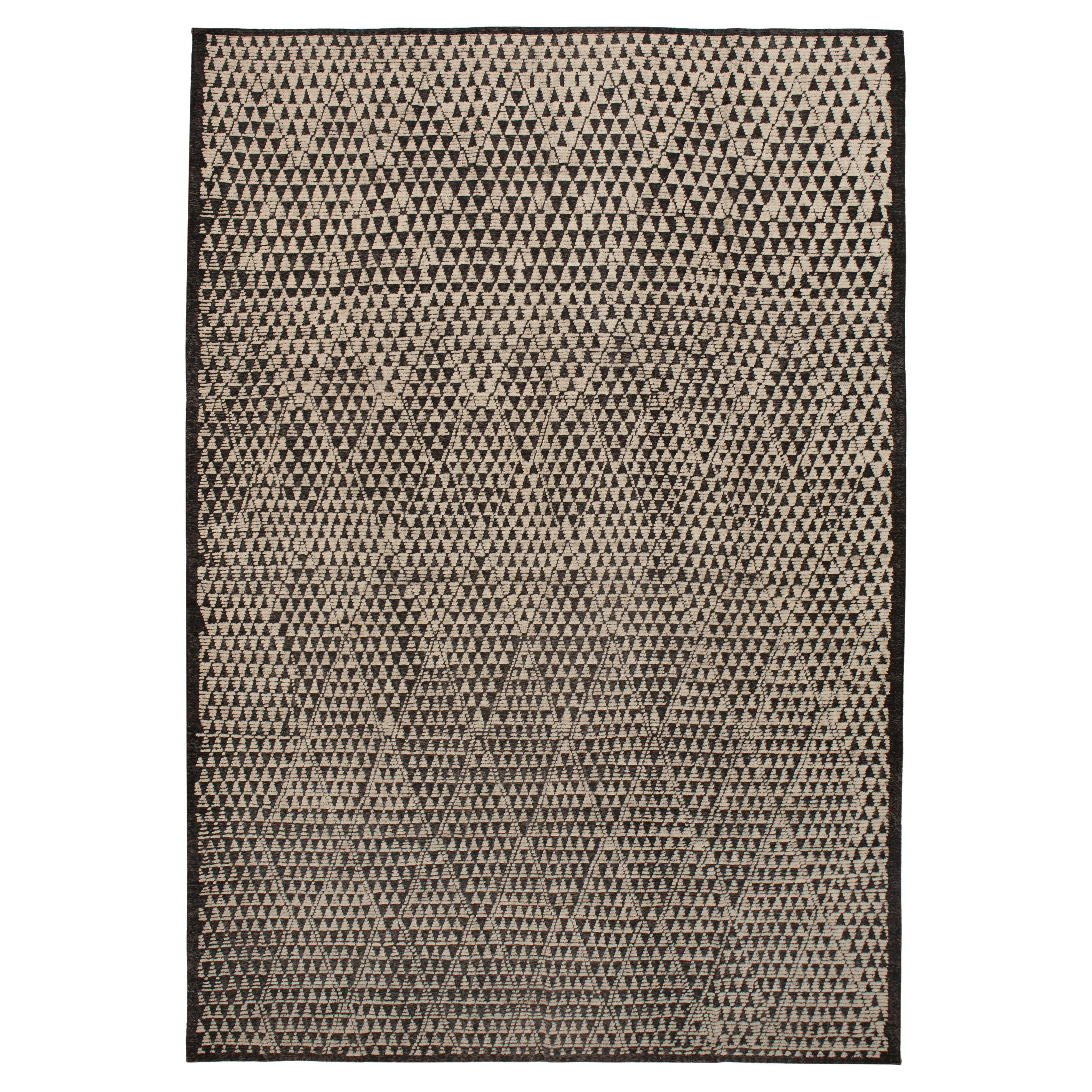 abc carpet Black and White Zameen Transitional Wool Rug - 10'6" x 15'5"