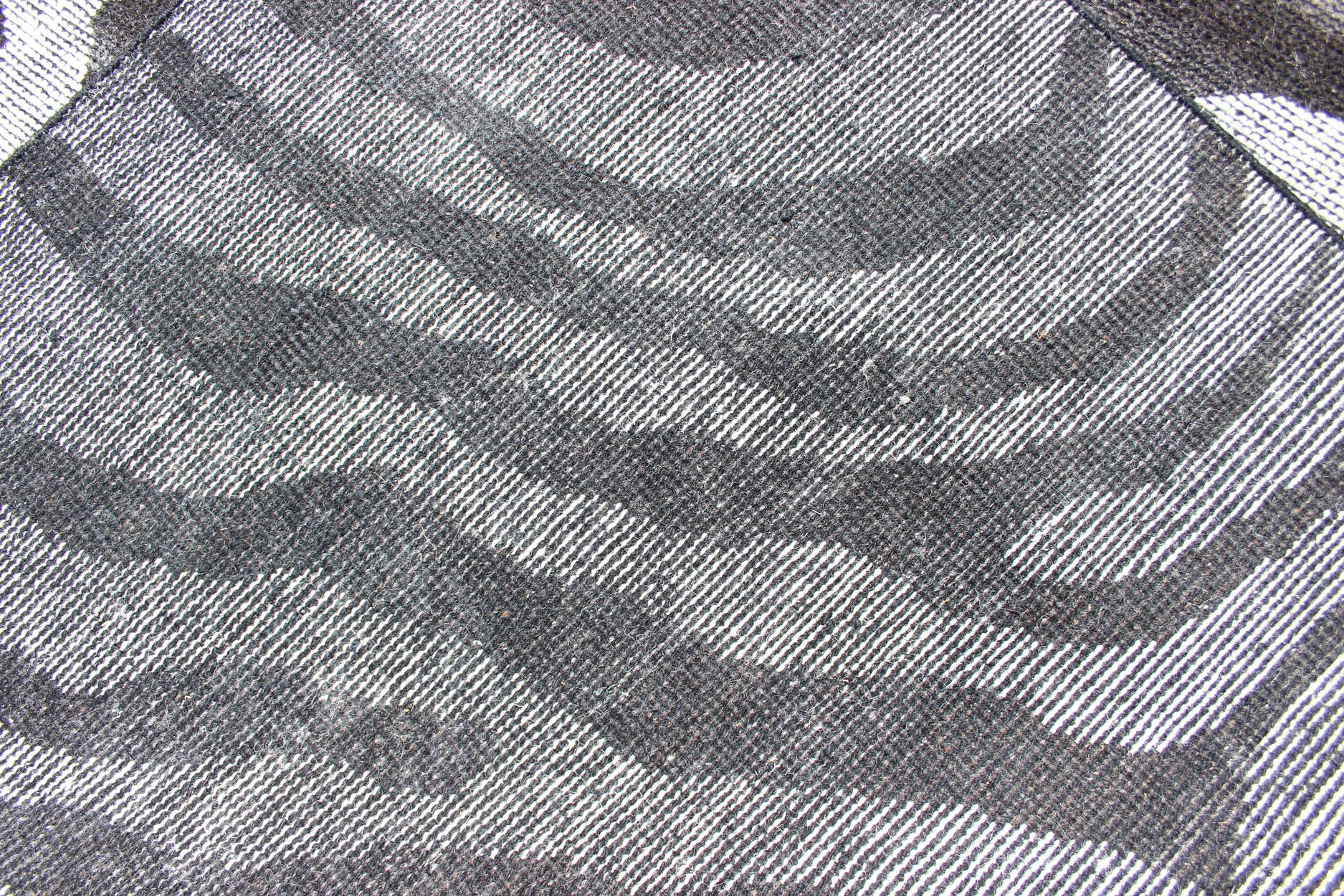 Black and White Zebra Design Distressed Modern Rug For Sale 3