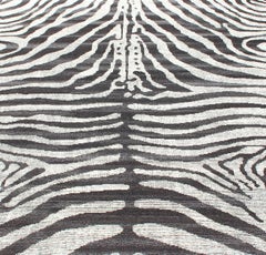 Black and White Zebra Design Distressed Modern Rug