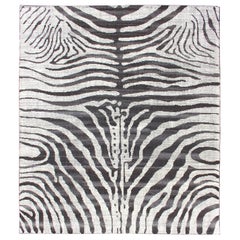 Schwarzer und weißer Zebra Design Distressed Modern Teppich in Schwarz