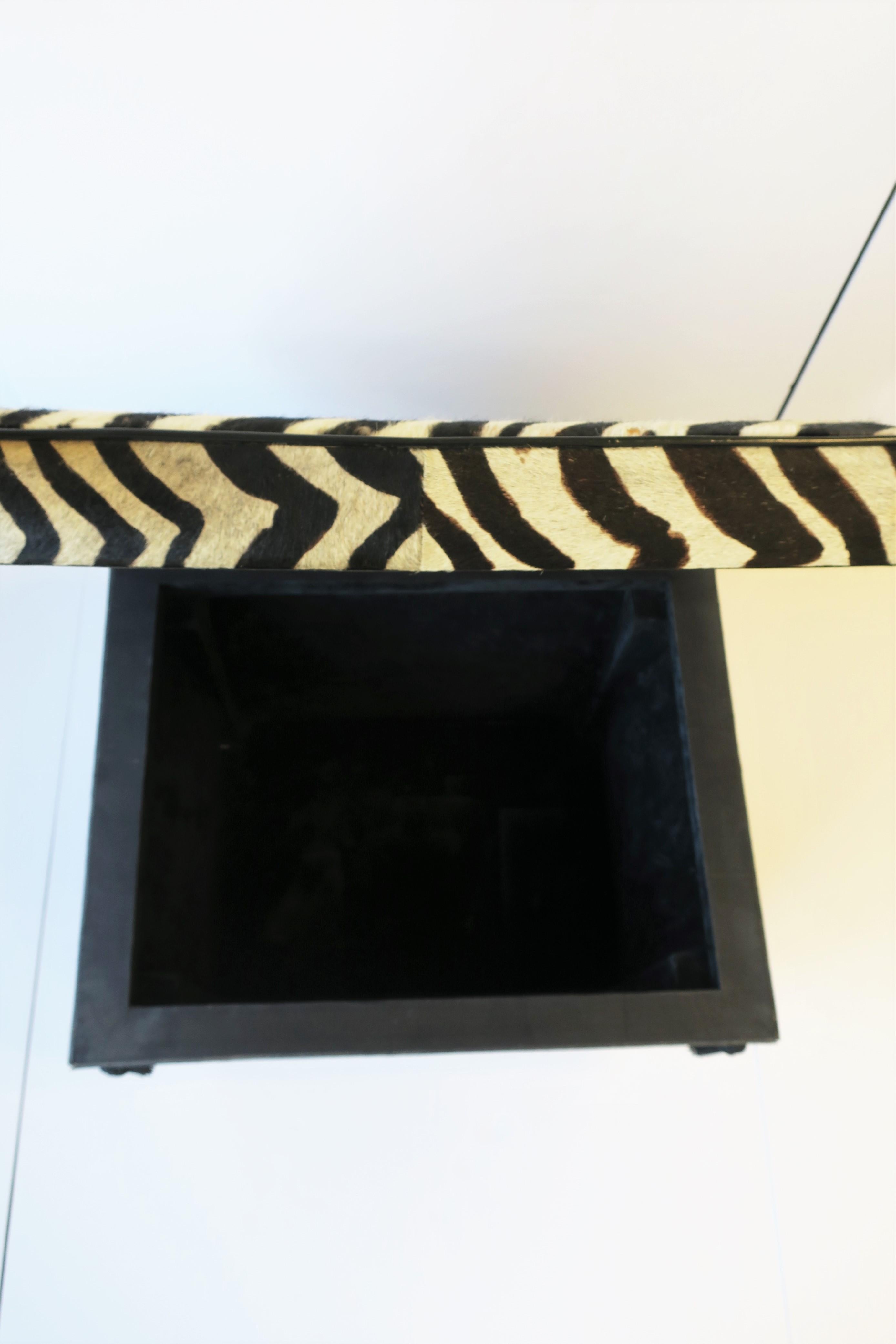 Zebra Hide Bench Stool with Storage Trunk and Tassels, circa 1980s 1990s For Sale 6