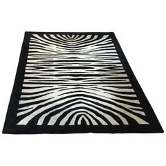 Black and White Zebra Wool Carpet, Belgium, 1975