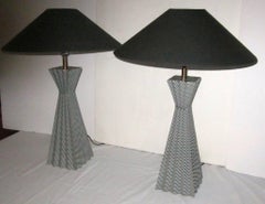Black and White Zig-Zag Pattern Table Lamps in Porcelain from China