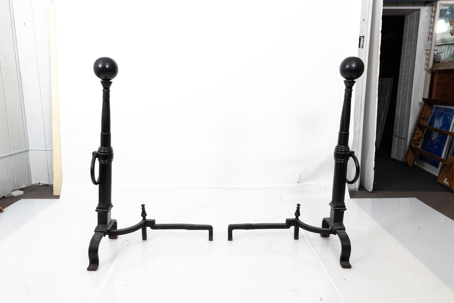 Black and Wrought Iron Andirons 3