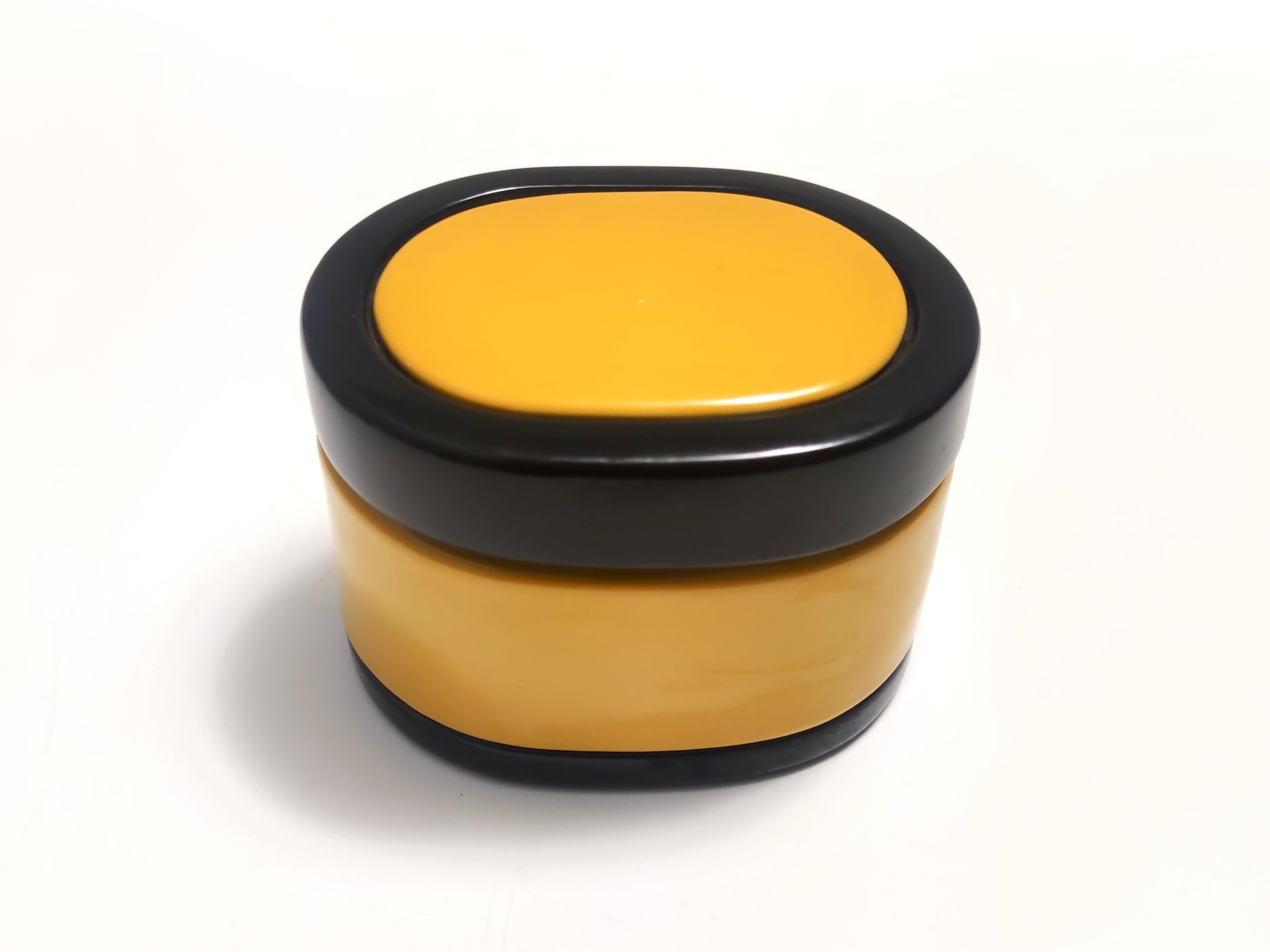 Italian Black and Yellow Ceramic Vide-Poche or Box attr. to Roberta Di Camerino, Italy For Sale