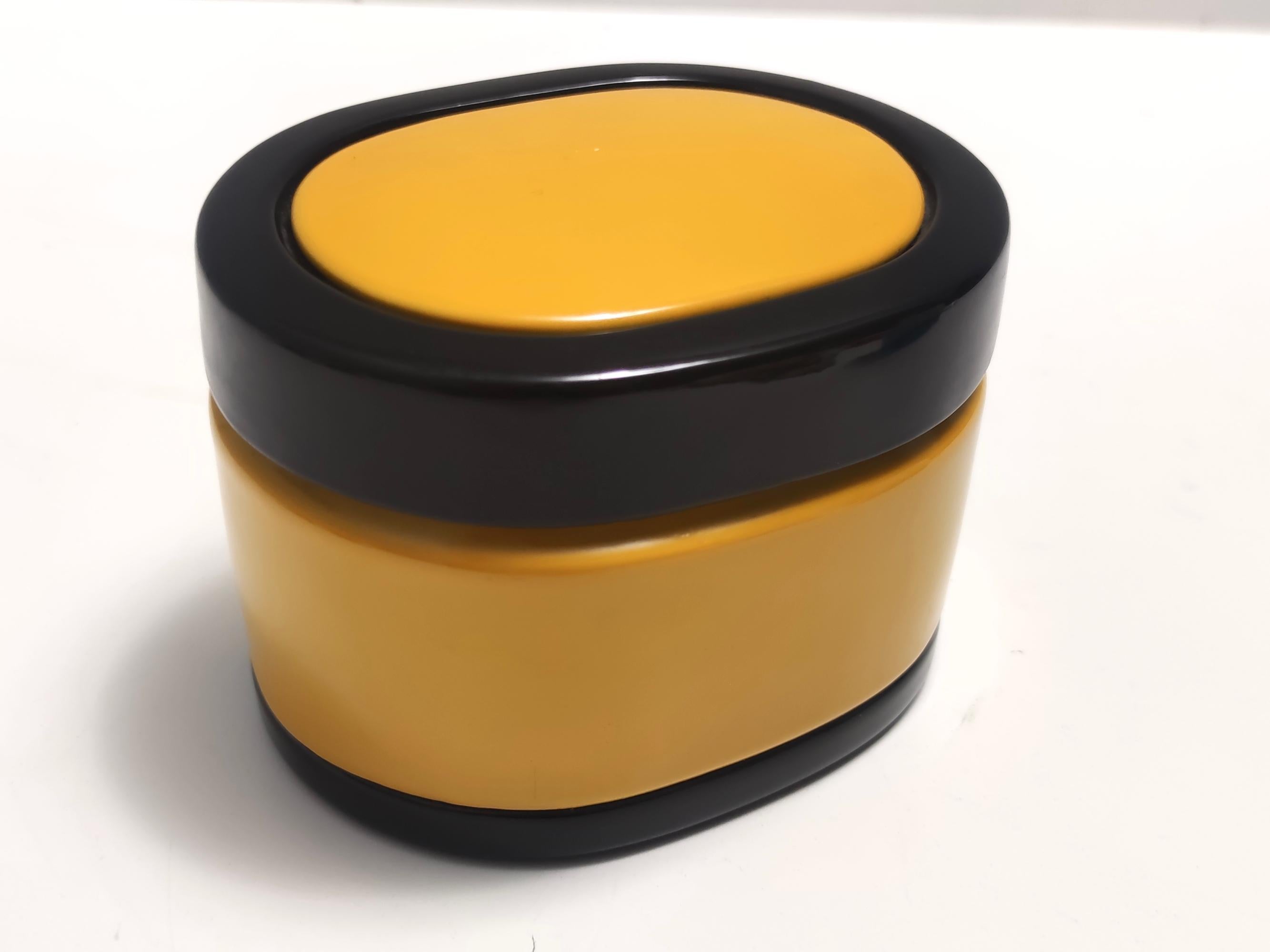 Glazed Black and Yellow Ceramic Vide-Poche or Box attr. to Roberta Di Camerino, Italy For Sale