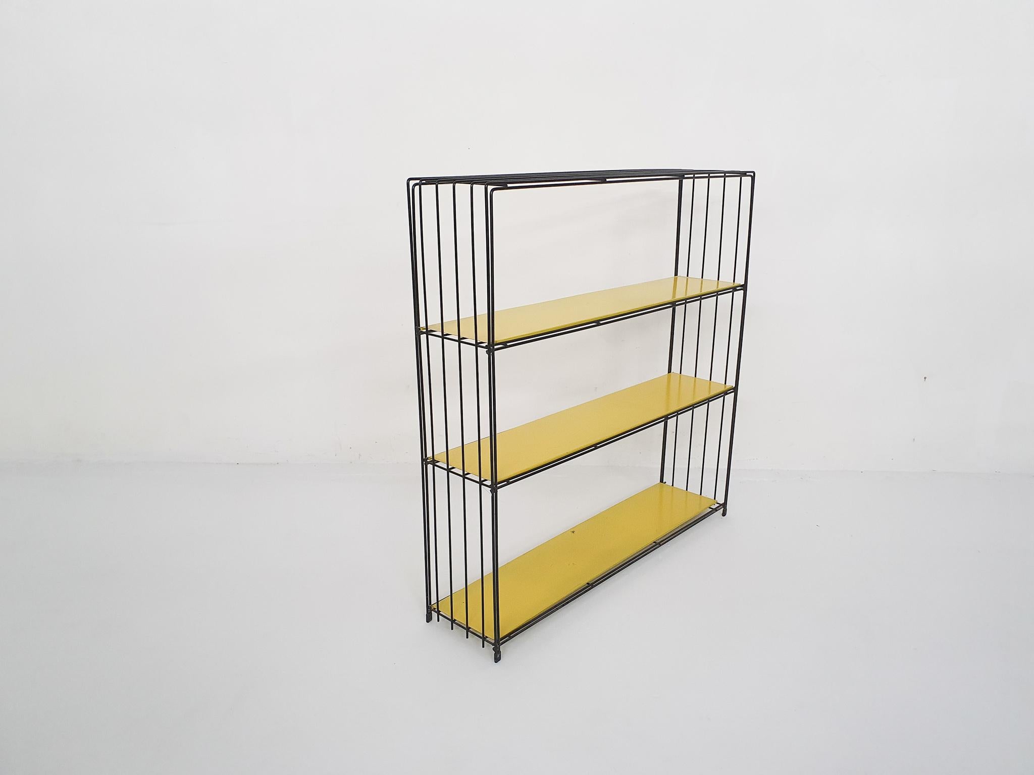 Mid-Century Modern Black and Yellow Metal Room Divider or Bookcase by Tjerk Reijenga for Pilastro 