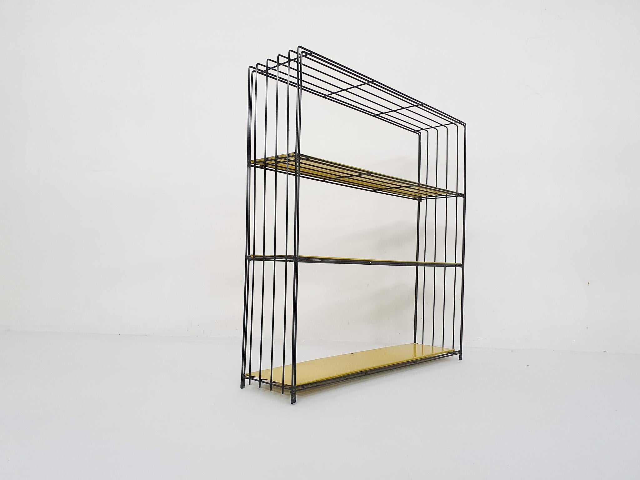 Dutch Black and Yellow Metal Room Divider or Bookcase by Tjerk Reijenga for Pilastro 
