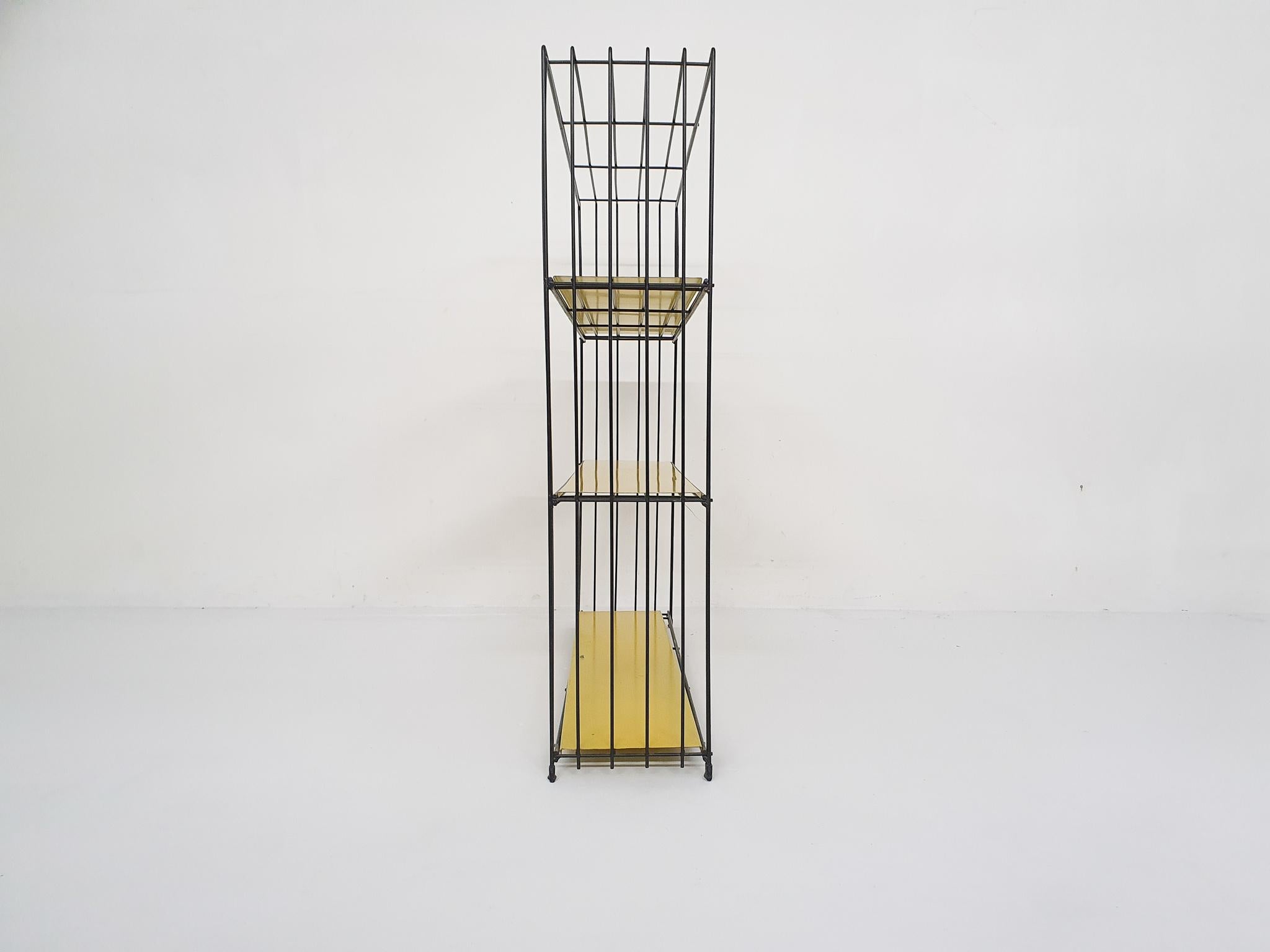 Mid-20th Century Black and Yellow Metal Room Divider or Bookcase by Tjerk Reijenga for Pilastro 