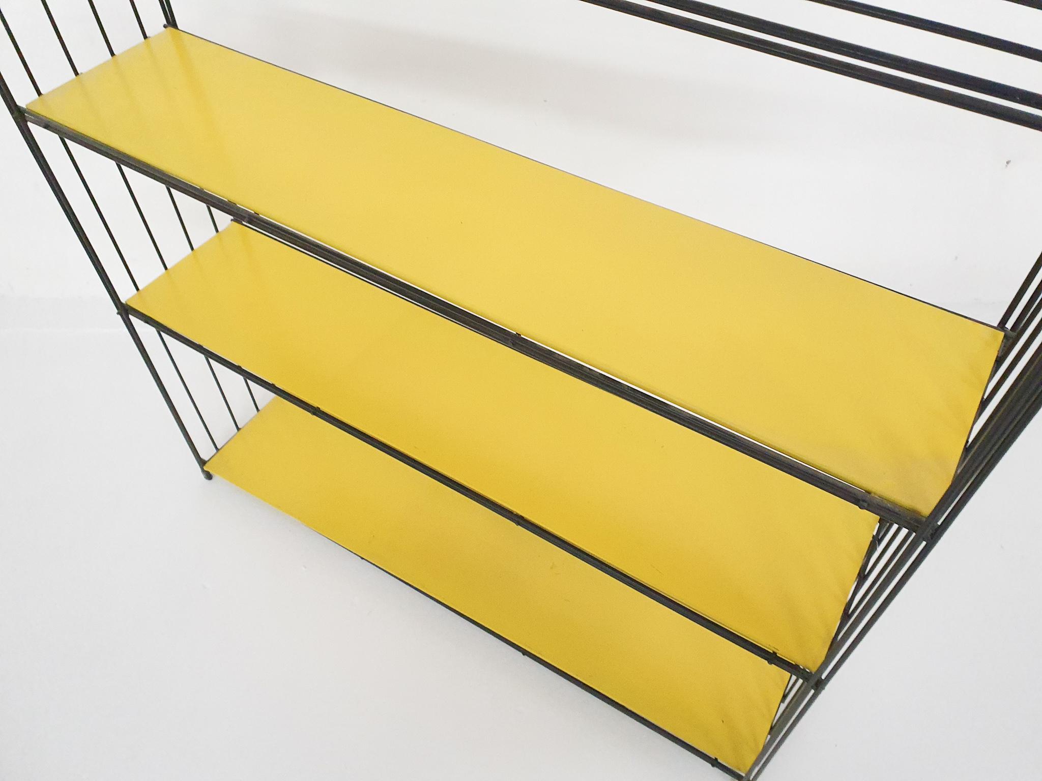 Black and Yellow Metal Room Divider or Bookcase by Tjerk Reijenga for Pilastro  2