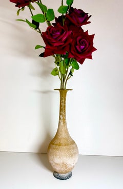 Black and Yellow Scavo Glass Bottle Vase attr. to Gino Cenedese, Italy