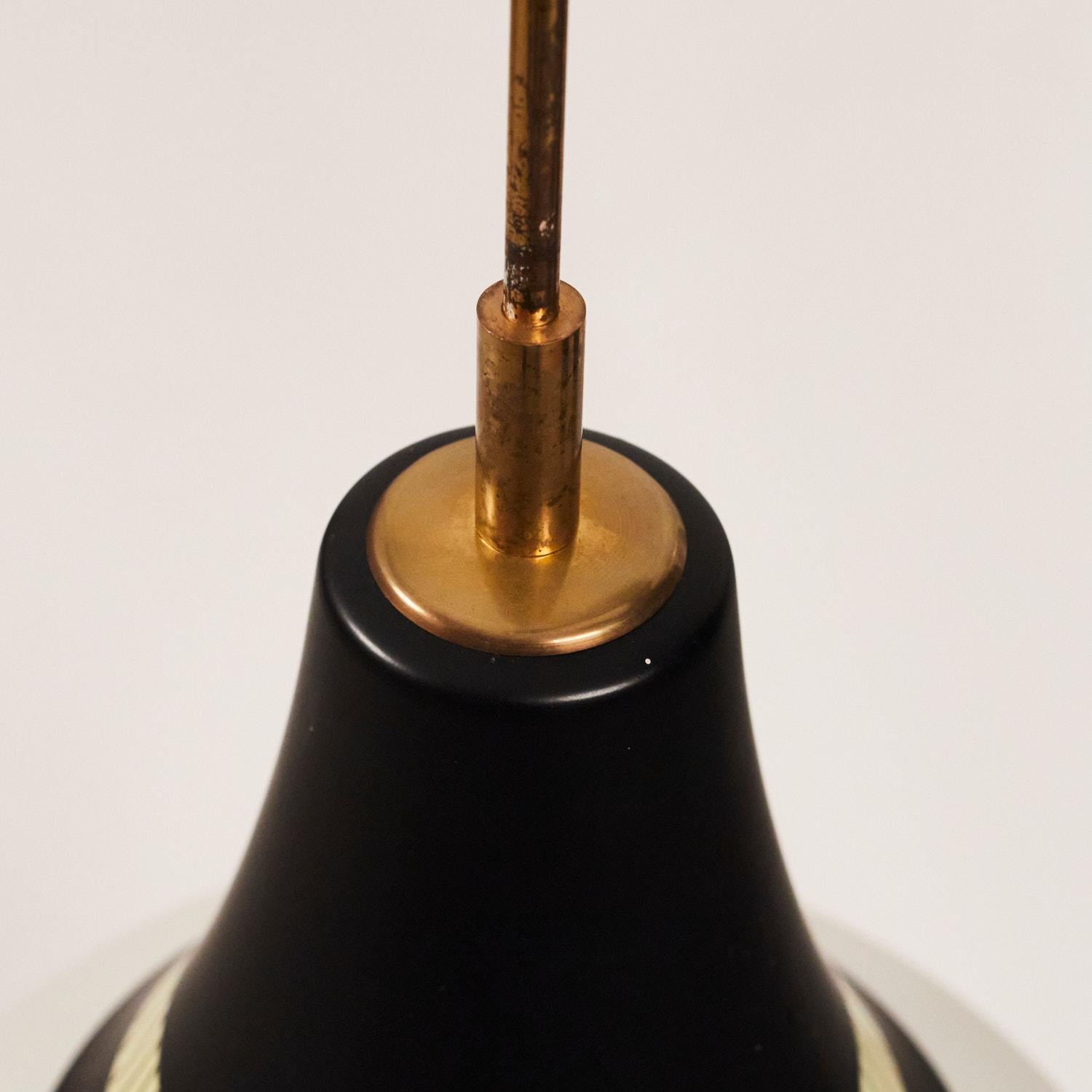 Glass Black and Yellow Stilnovo ceiling lamp from the 1950's For Sale