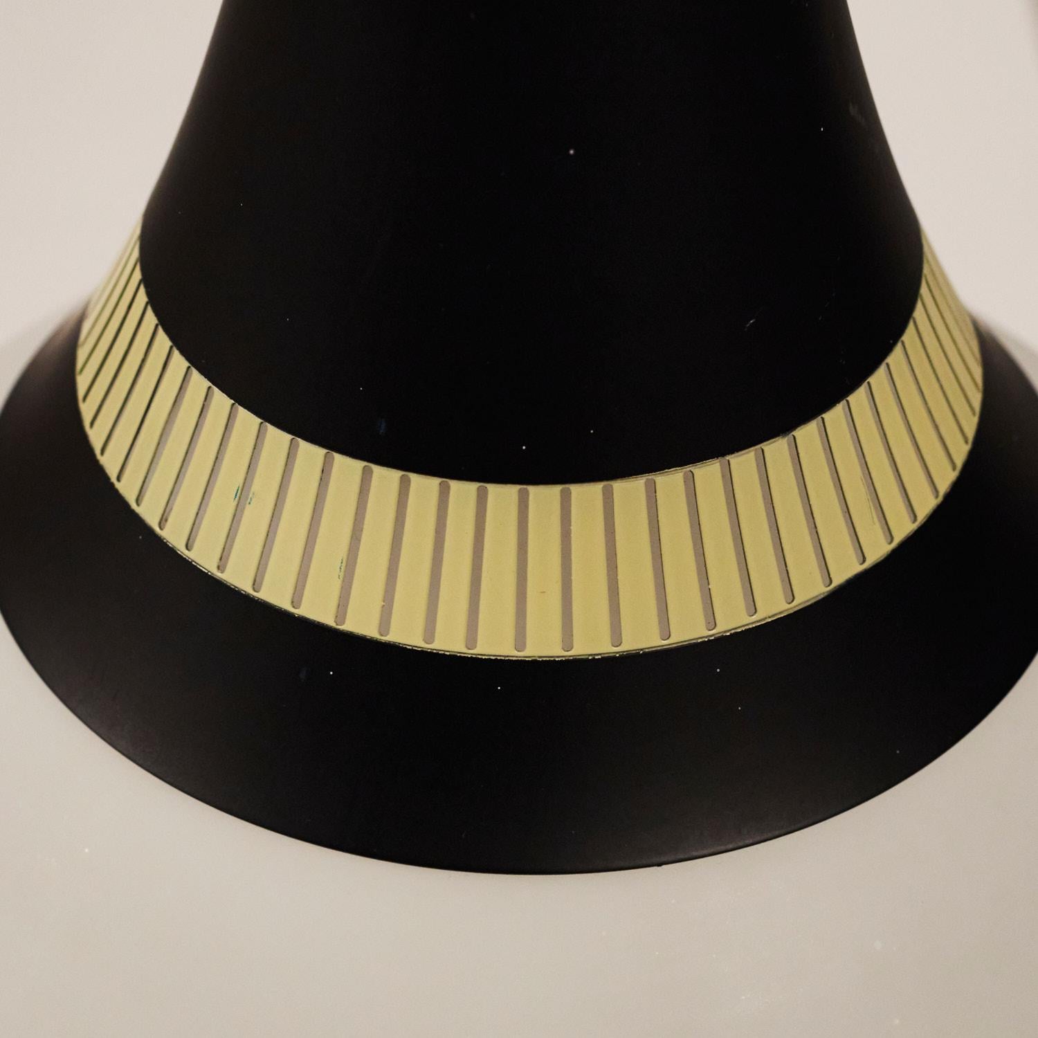 Black and Yellow Stilnovo ceiling lamp from the 1950's For Sale 1