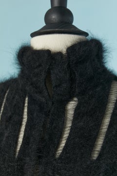 Black angora cardigan with see-through  Yves Saint Laurent Rive Gauche