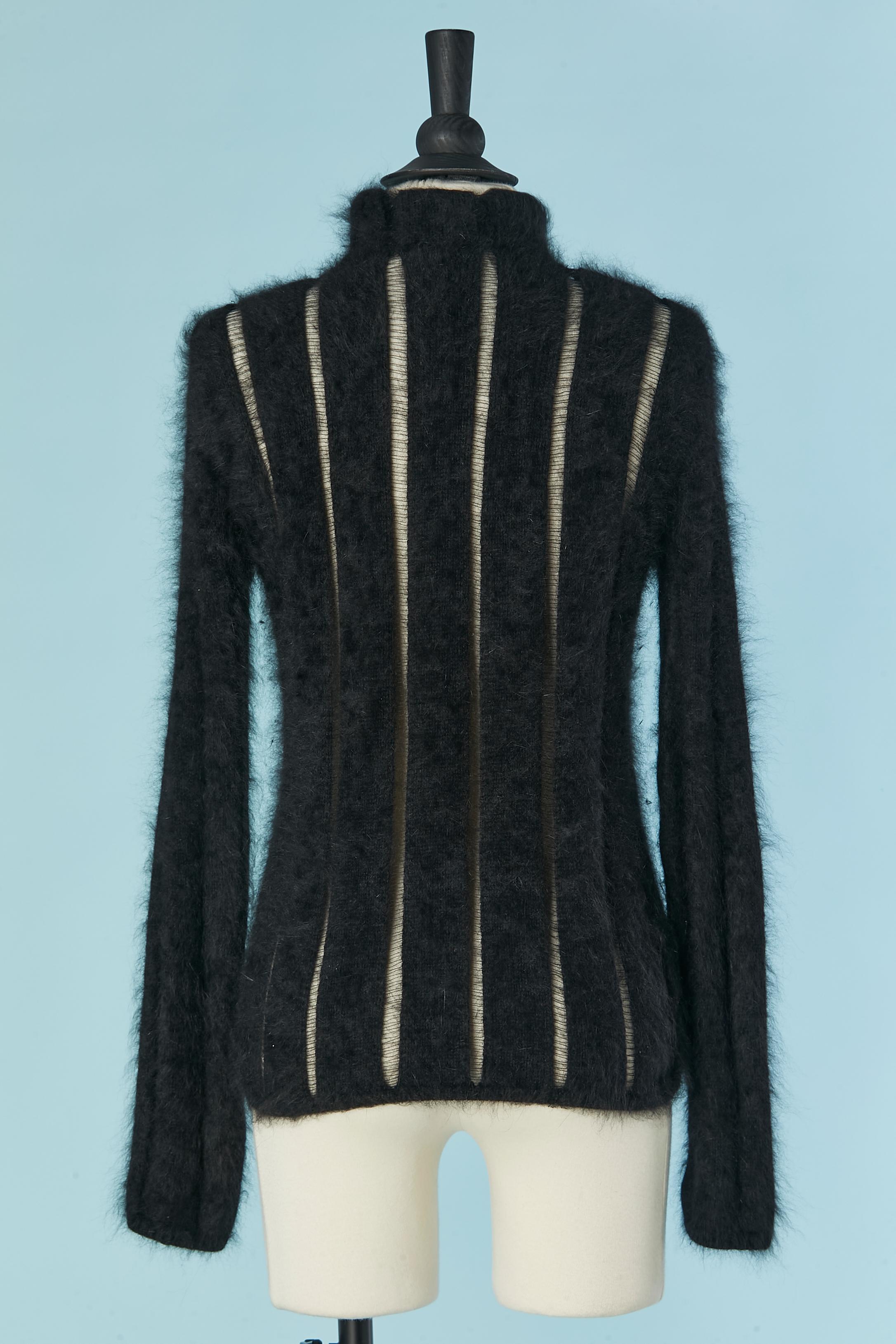 Black angora cardigan with see-through  Yves Saint Laurent Rive Gauche 2
