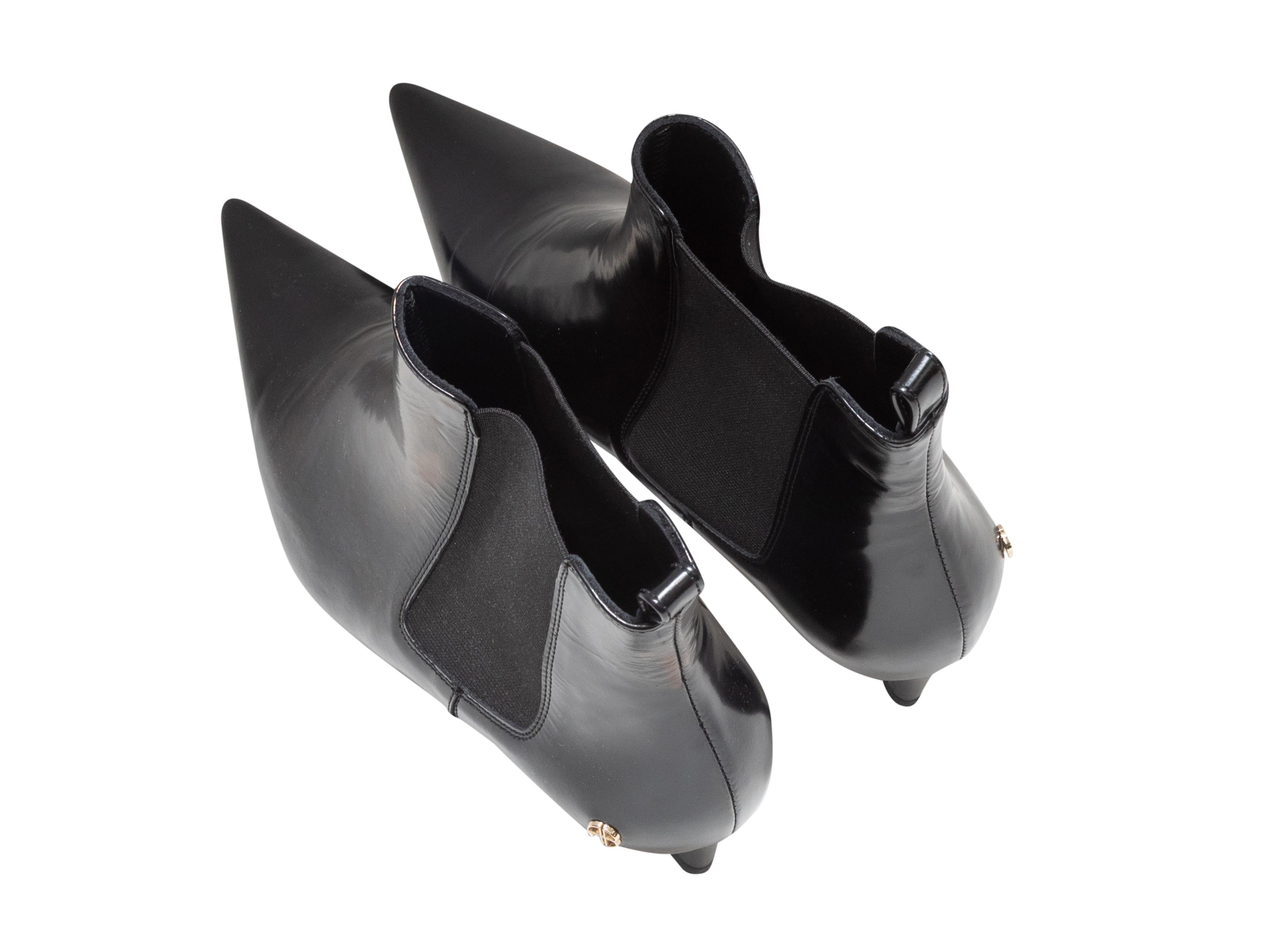 Botines de tacón con punta de charol negro Anine Bing Talla 37 Negro en venta